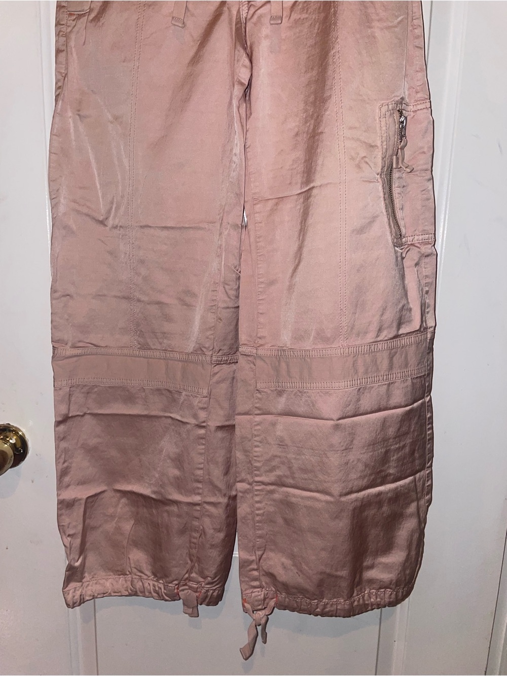 New! Anthropologie Pilcro Pink Satin Parachute Wide Leg & Jogger Pants 🎀 size 25 - Picture 8 of 10
